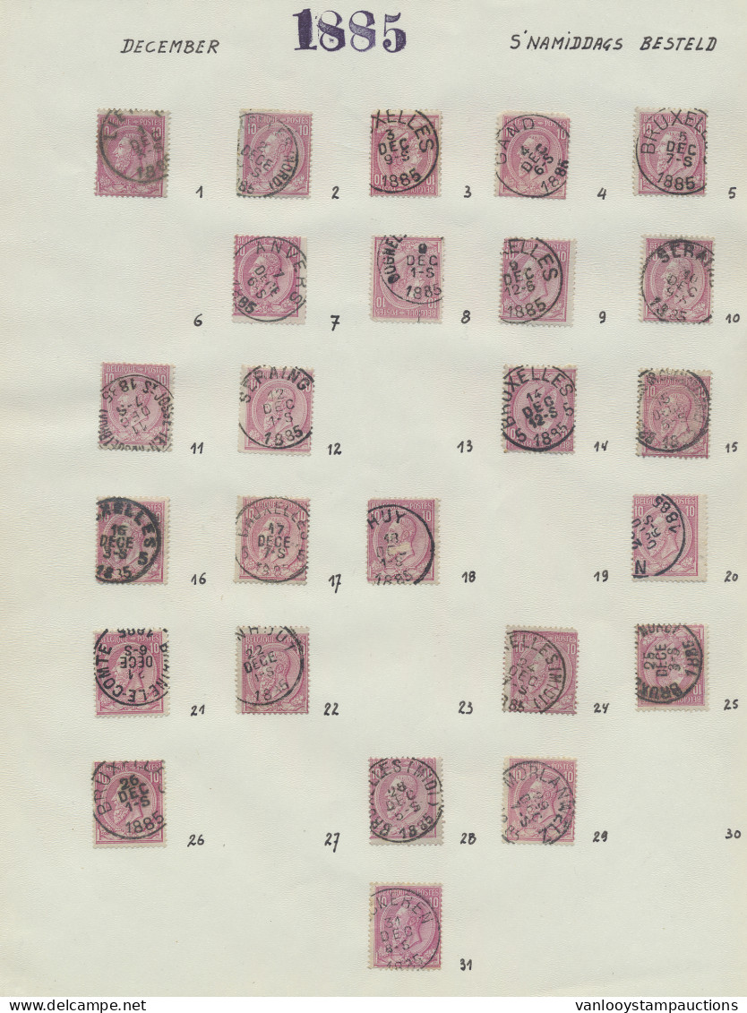 N° 46 10c. Roze In Jaarkalender Van 1884/1895 (middag En 's Avonds), Prachtige Startverzameling Voor Kalender, Ook Voor  - 1884-1891 Leopold II