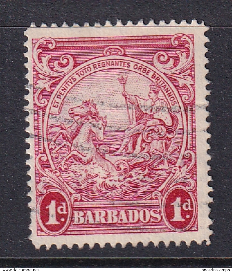 Barbados: 1938/47   Badge Of Colony    SG249a    1d   Scarlet  [Perf: 14]    Used - Barbados (...-1966)