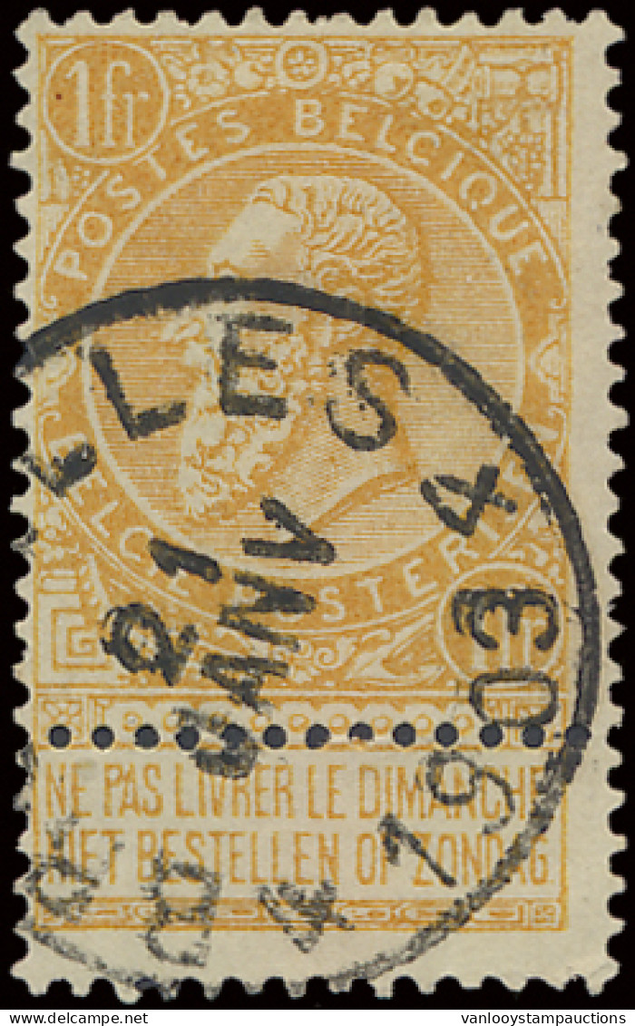 N° 65 1fr. Oranje Met E.C. BRUXELLES 4, Zeldzame Stempel Voor Deze Waarde, Voor De Specialist, Zm (COBA ++R) - 1893-1900 Barbas Cortas