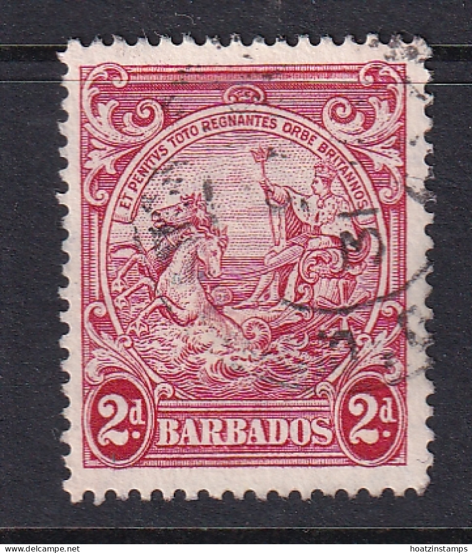 Barbados: 1938/47   Badge Of Colony    SG250d    2d   Carmine  [Perf: 13½ X 13]    Used  - Barbados (...-1966)