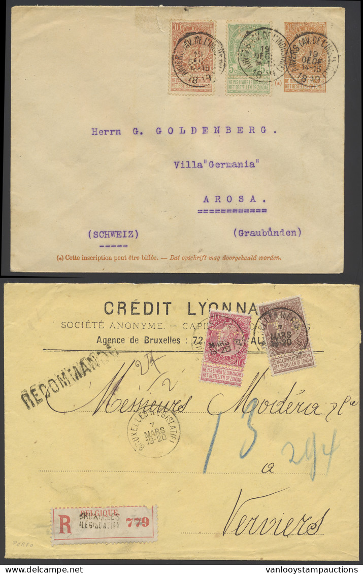 Fijne Baard, 3 Documenten Met Firmaperforatie, W.o. Crédit Anversois En Crédit Lyonnais, Zm - 1893-1900 Fine Barbe