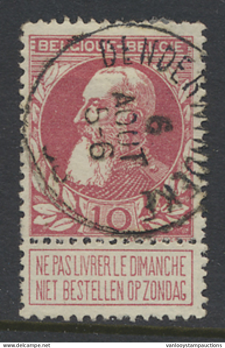 N° 74 10c. Karmijn, Prachtige Afstempeling DENDERWINDEKE, T1L, Zm (COBA +€15) - 1905 Grosse Barbe