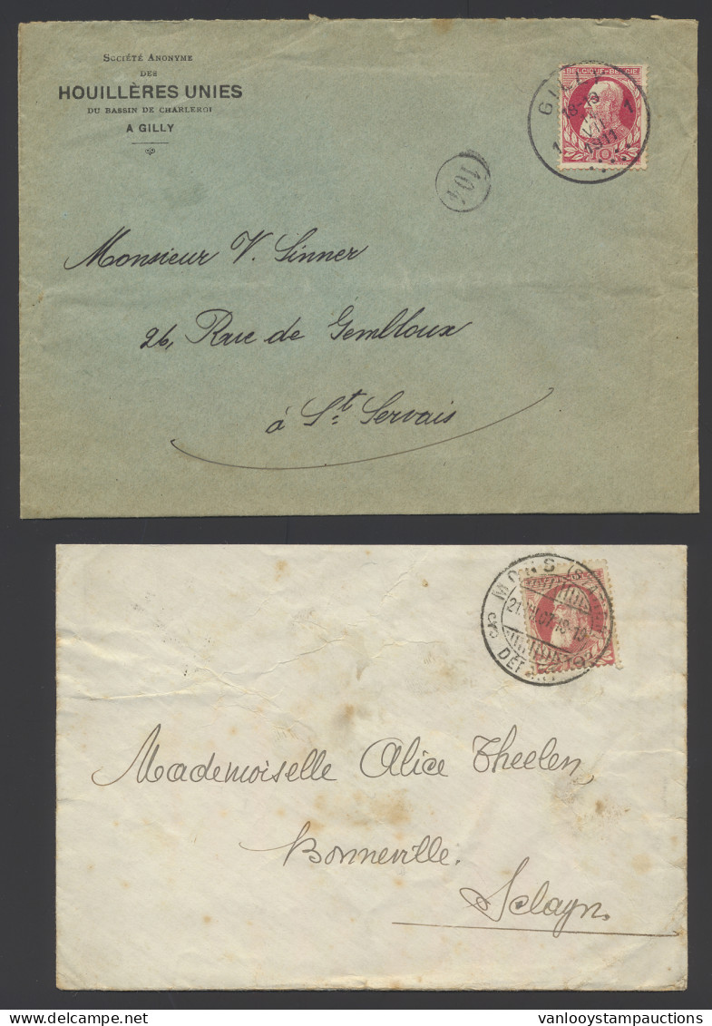 N° 74 10c. Karmijn Op Brief (+/-30 Stuks), Zm/m/ntz - 1905 Grosse Barbe