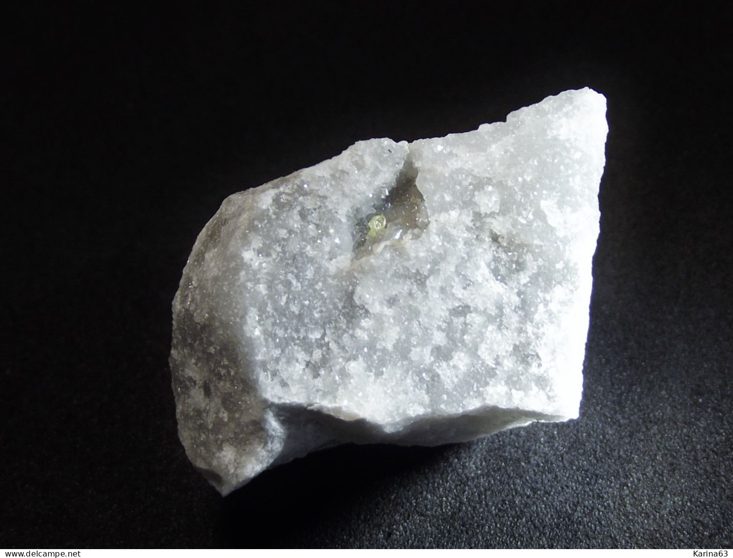 Native Sulphur Drop In Marble  (3 X 2 X 2 Cm ) - Carrara - Italy - Minerals
