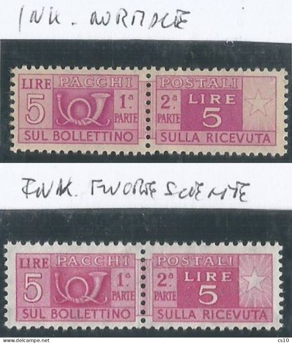 Pacchi Postali L.5 Rosa Stelle IV° Tipo Orizzontali **MNH - Stampa Con Inchiostro Fluorescente - Paketmarken