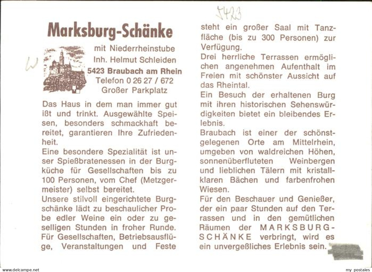 41275571 Braubach Rhein Marksburg-Schaenke Braubach - Braubach
