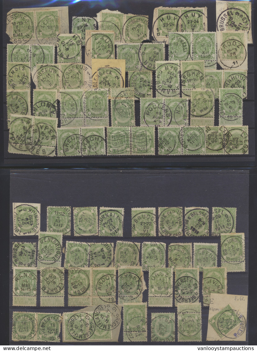 N° 83 5c. Groen, +130 Exemplaren, W.o. Syssele (Relais), Ursel (Relais), Voor De Specialist, Zm/m/ntz - 1893-1907 Coat Of Arms