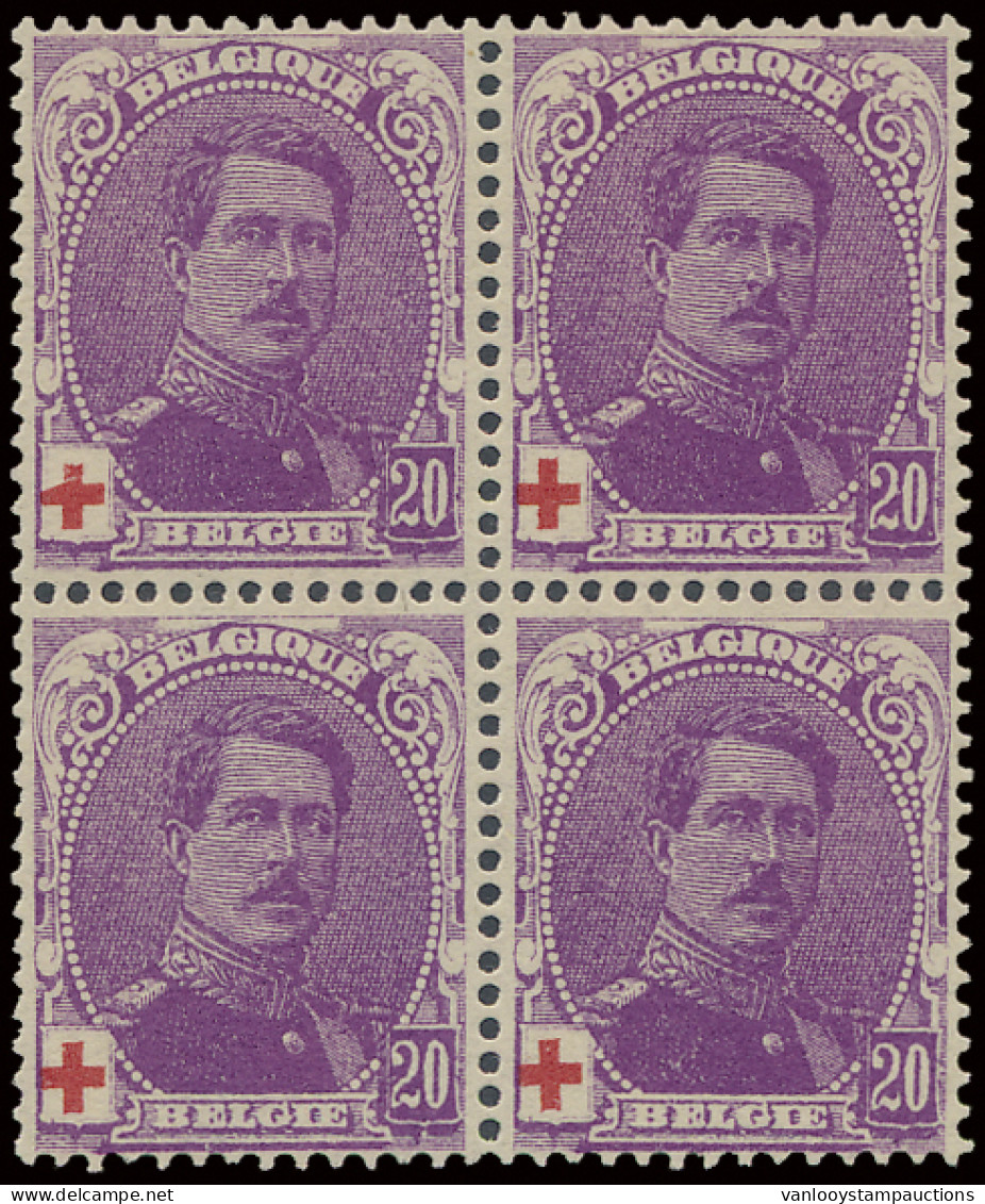 ** N° 129/31 Volledige Reeks In Blokjes Van 4, Perfecte Centrage!, Zm (OBP €280 + 100% = €560) - 1914-1915 Red Cross