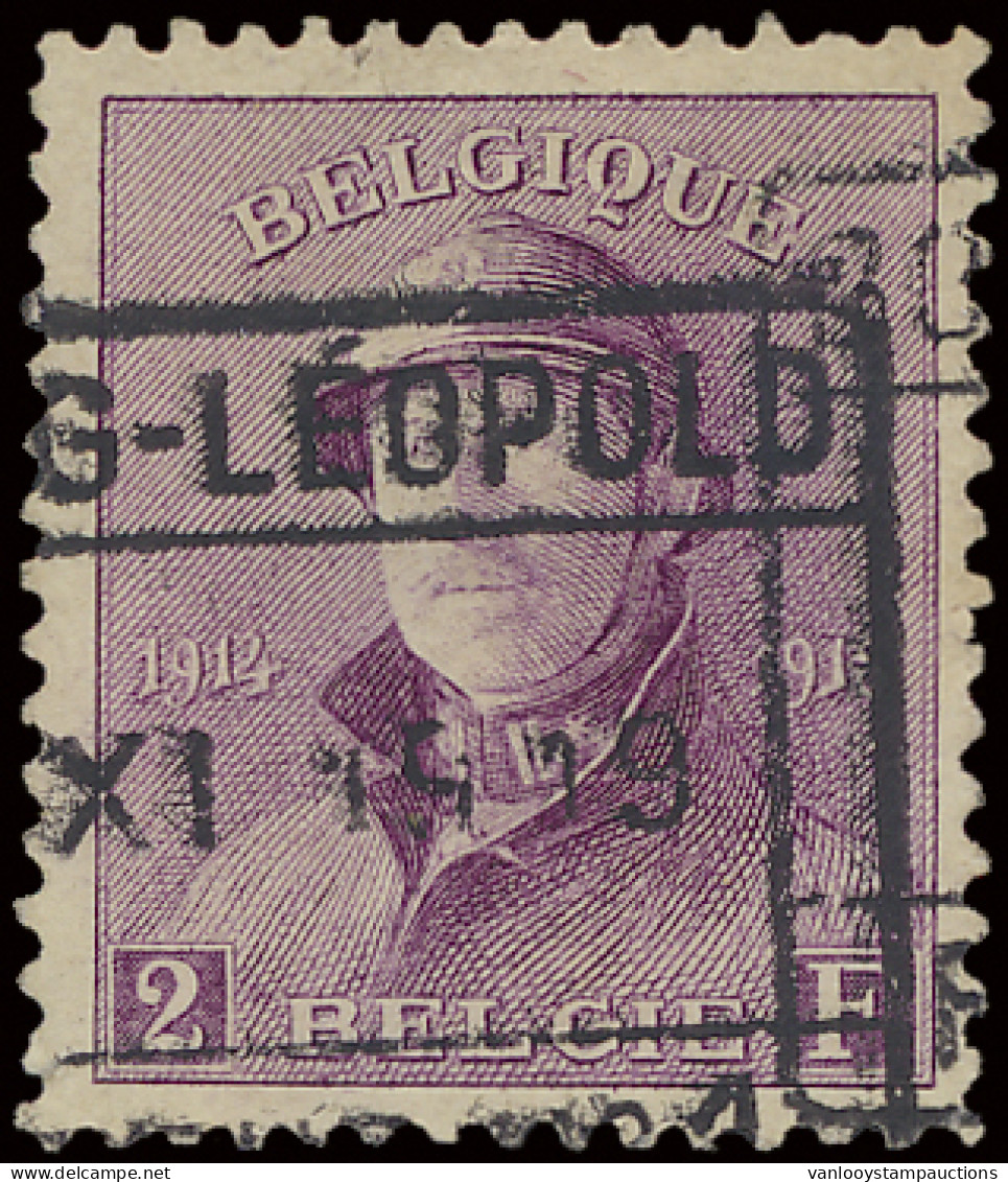 N° 176 2fr. Paars Met Spoorwegafstempeling Bourg-Leopold, Zm (OBP €550) - 1919-1920 Roi Casqué