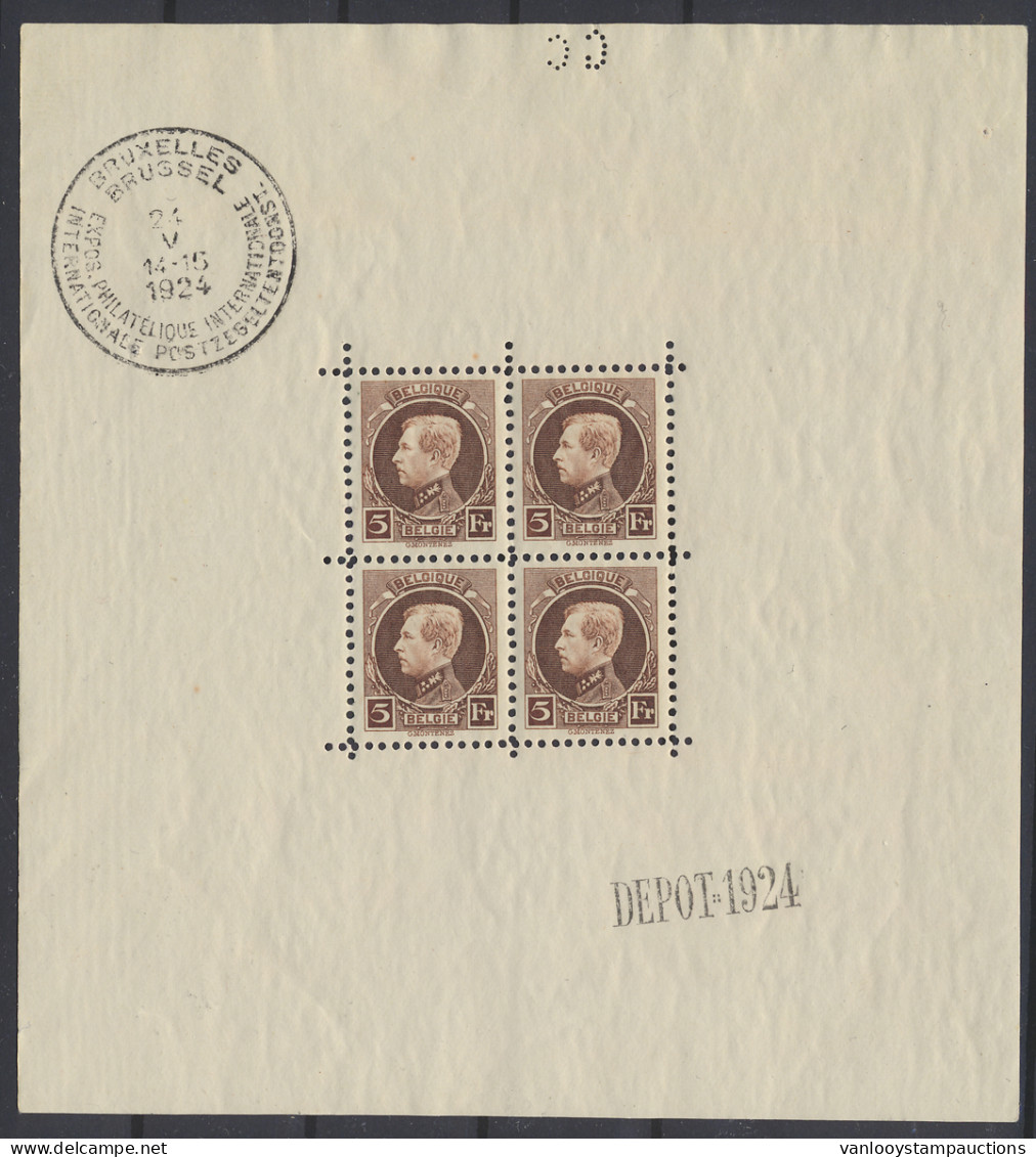 ** BL 1 5fr. Bruin (4x), Zeer Fris Blok, Maar Minieme Verdunning Rechts Tegen Boord, M/ntz (OBP €720) - 1921-1925 Small Montenez