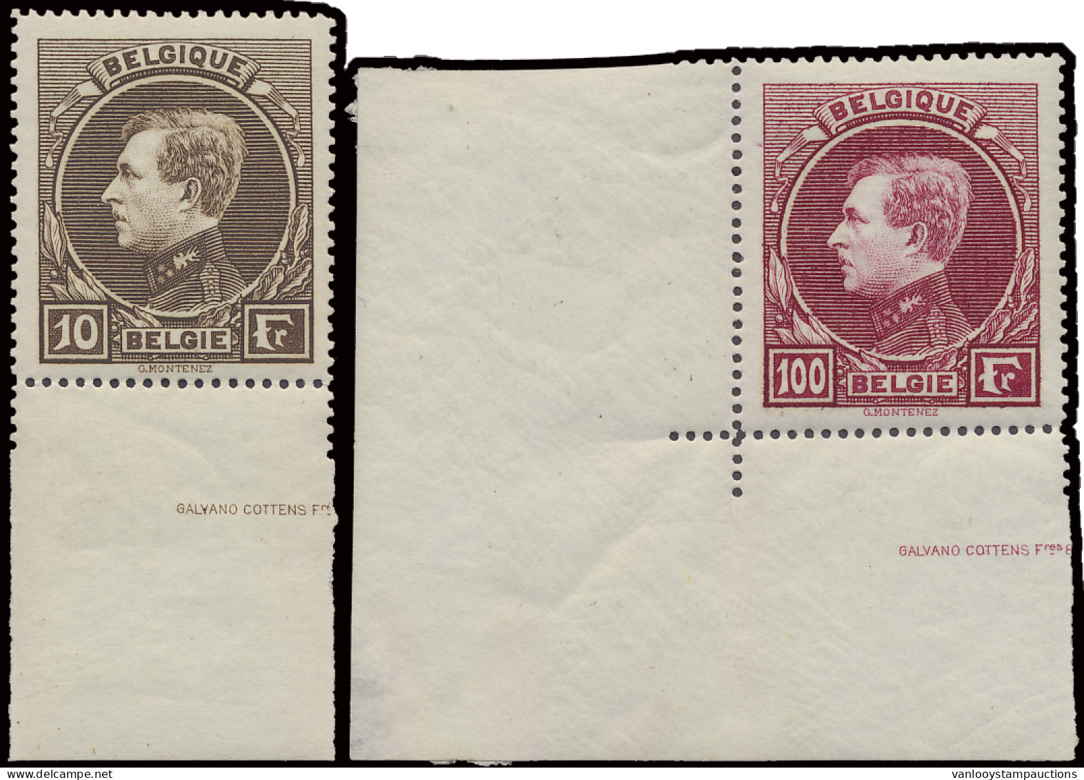 ** N° 289 En 292 10fr. En 100fr., Beide Zegels Met Randinscriptie, 100fr. Linker Onderbladhoek, Zm (OBP €220) - 1929-1941 Gran Montenez