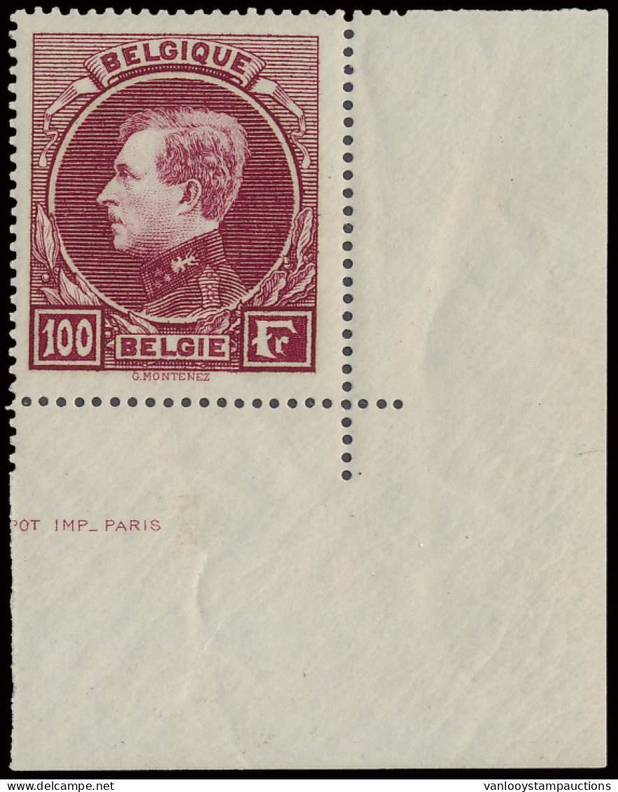 ** N° 292 100fr. Karmijn In Hoekbladboord Met Randinscriptie, Zm (OBP €155) - 1929-1941 Big Montenez