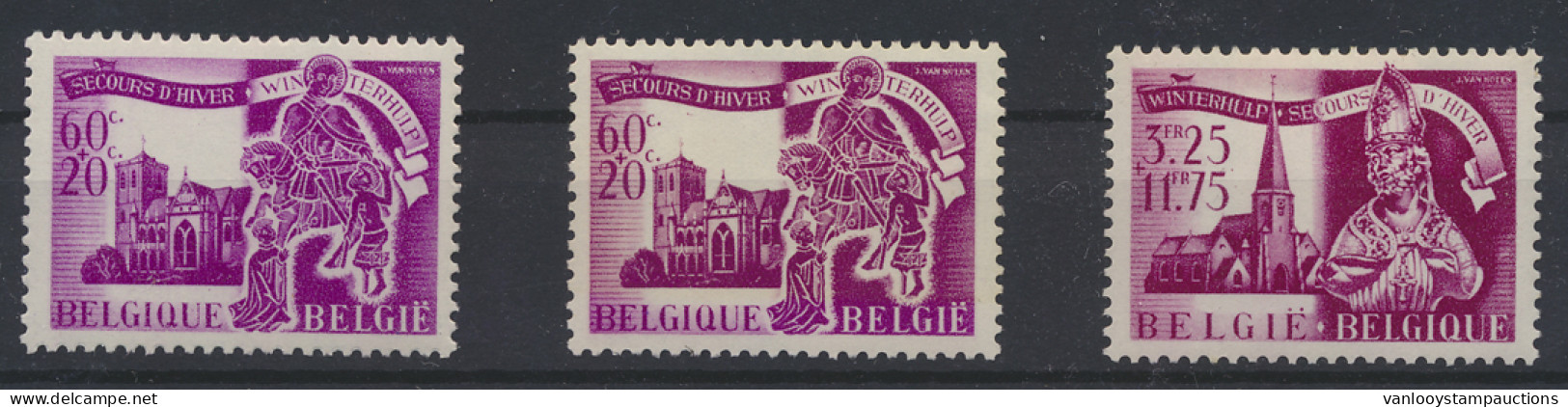 ** N° 634 60c. + 20c., Curiositeit Rood (kleur Van 3,25fr.), I.p.v. Mauve, Zm - Other & Unclassified