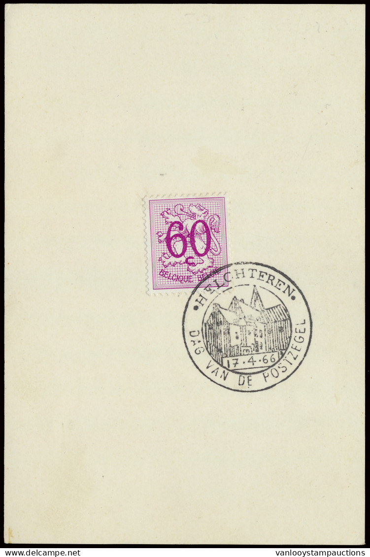 N° 1370 P2 60c. Donkerpaars, Wit Papier Op Fragment Met Speciale Stempel, Zm (OBP €550) - 1951-1975 Heraldic Lion