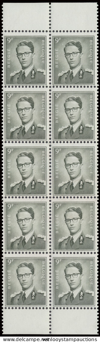 ** N° 1073 9fr. Groengrijs In Veldeel Van 10, Prachtig, Zm (OBP €1.050) - 1953-1972 Lunettes