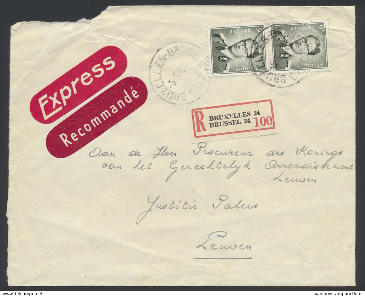 1961 Spoedbestelling Aangetekende Brief Gefrankeerd Met OBP N° 1073 (2x) 9Fr. Boudewijn Bril - Marchand Verstuurd Uit Br - 1953-1972 Lunettes