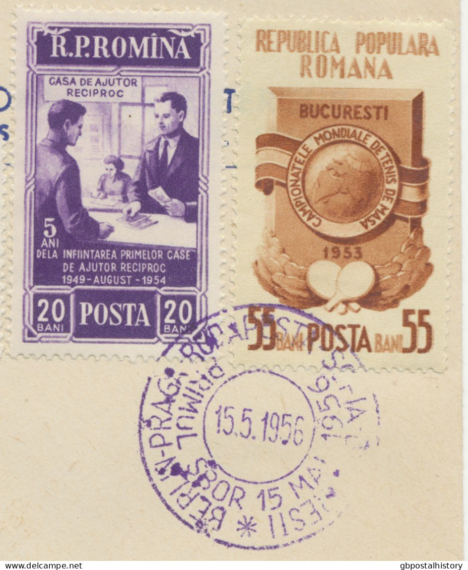 RUMÄNIEN 15.5.1956, Erstflug Deutsche Lufthansa Ost „BUKAREST – BERLIN-OST“ M. Viol. SST „BERLIN-PRAG-BUDAPEST-SOFIA-BUK - Brieven En Documenten