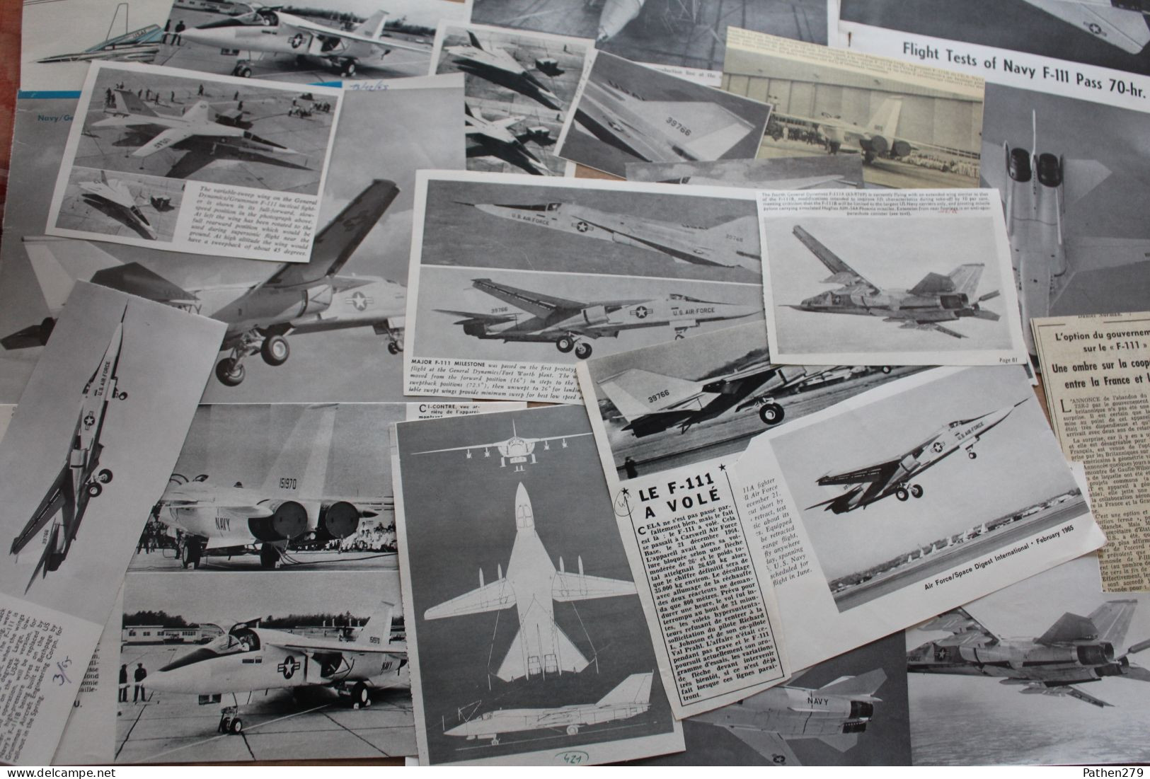 Lot De 340g D'anciennes Coupures De Presse De L'aéronef Américain Général Electric Grumman F-111 - Fliegerei