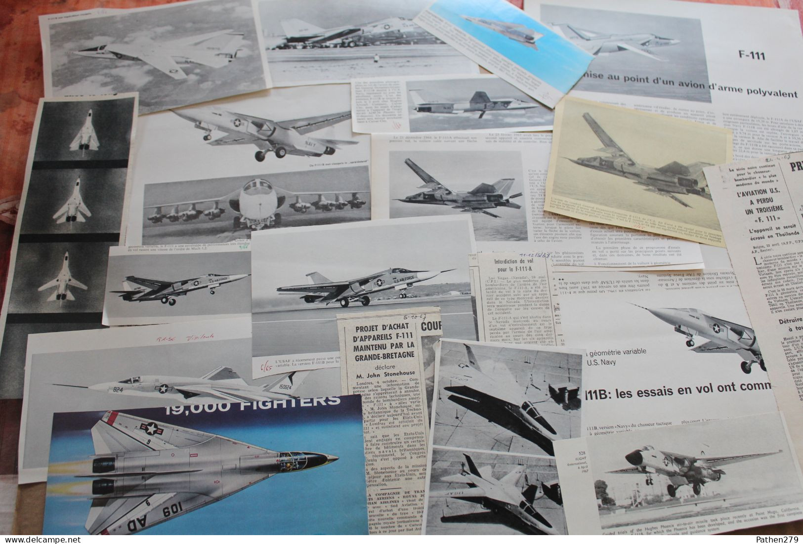 Lot De 340g D'anciennes Coupures De Presse De L'aéronef Américain Général Electric Grumman F-111 - Aviation