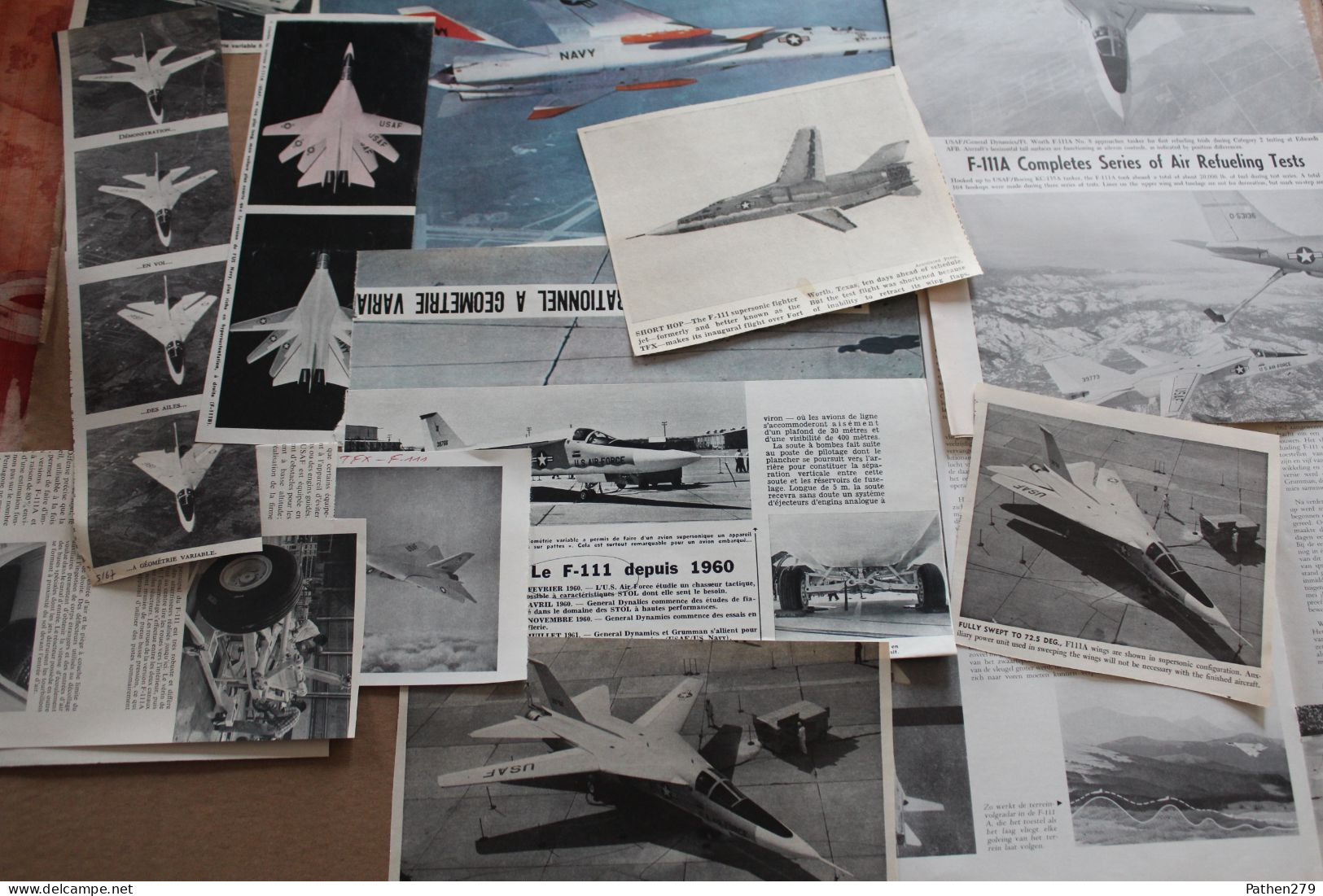 Lot de 340g d'anciennes coupures de presse de l'aéronef américain Général Electric Grumman F-111