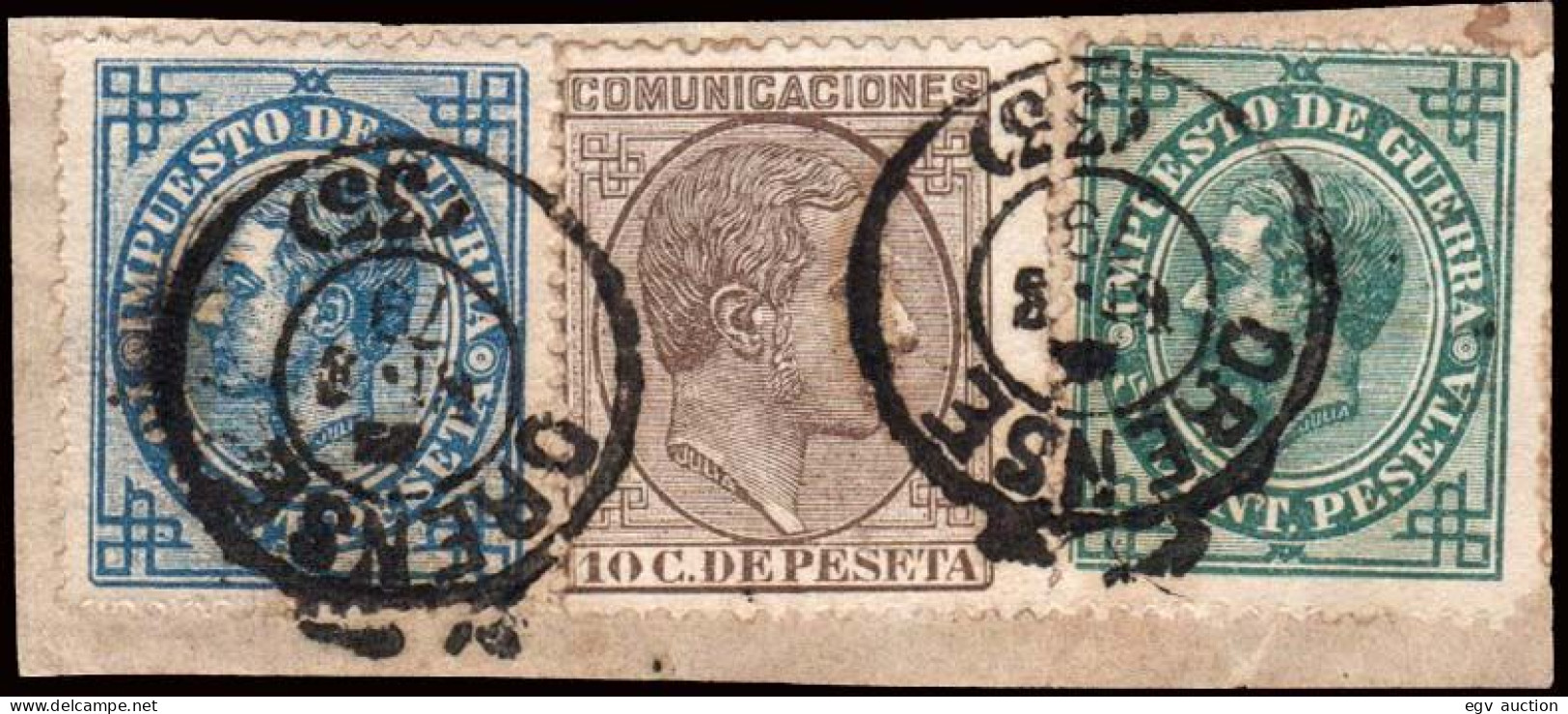 Orense - Edi O 192+183+184 - Fragmento Mat Fech. Tp. II "Orense" - Used Stamps