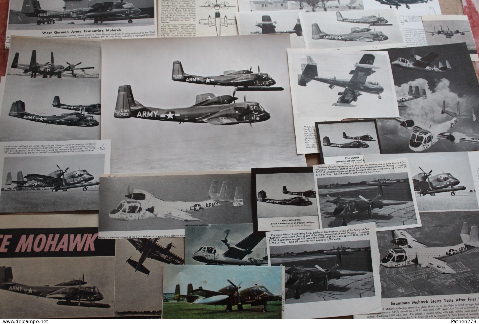 Lot De 185g D'anciennes Coupures De Presse Et Photos De L'aéronef Américain Grumman AO-1 "Mohawk" - Fliegerei