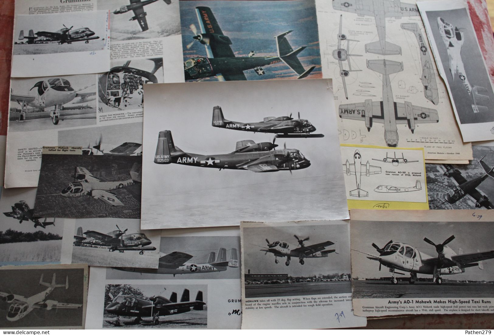 Lot De 185g D'anciennes Coupures De Presse Et Photos De L'aéronef Américain Grumman AO-1 "Mohawk" - Aviation