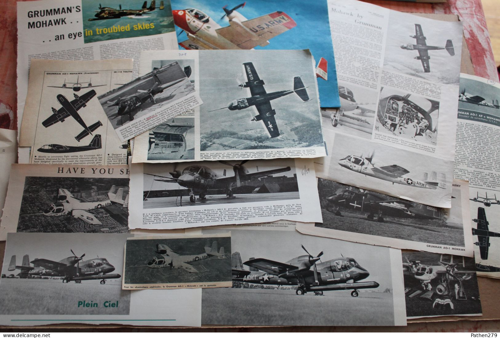 Lot De 185g D'anciennes Coupures De Presse Et Photos De L'aéronef Américain Grumman AO-1 "Mohawk" - Aviation