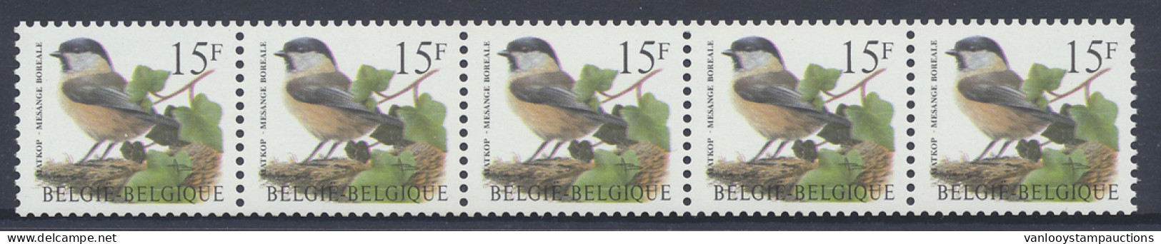 ** Rolzegel N° 83a '15 F Matkop' Nr 0110, Zm (OBP € 105) - 1985-.. Vogels (Buzin)