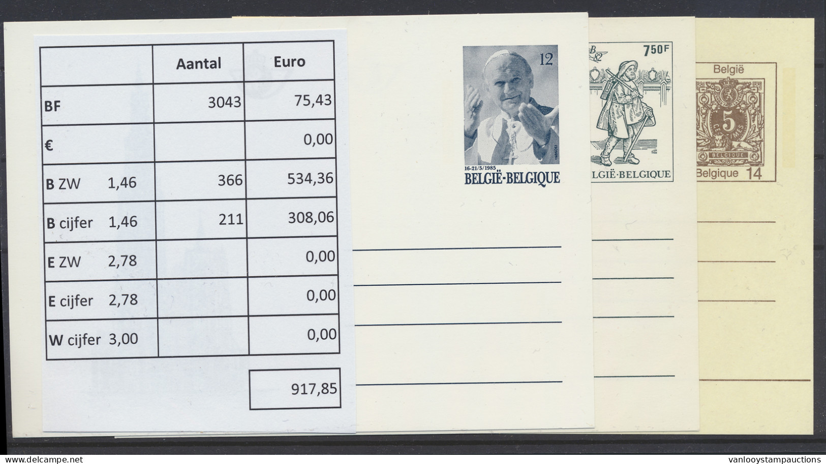 1982/2014 Voorraad In Omslagen In Box, Zm (Frankeerwaarde: €917,85) - Postcards 1951-..