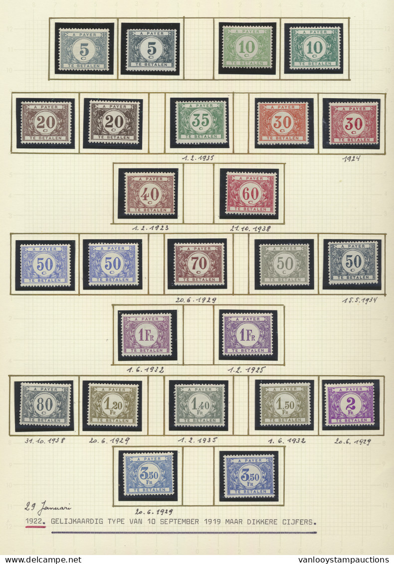 **/* 1922 Studieverzameling Op De Reeks TX 32/48 Op Bladen Met Kleurnuances O.a. In Blok Van 4, Zm - Autres & Non Classés