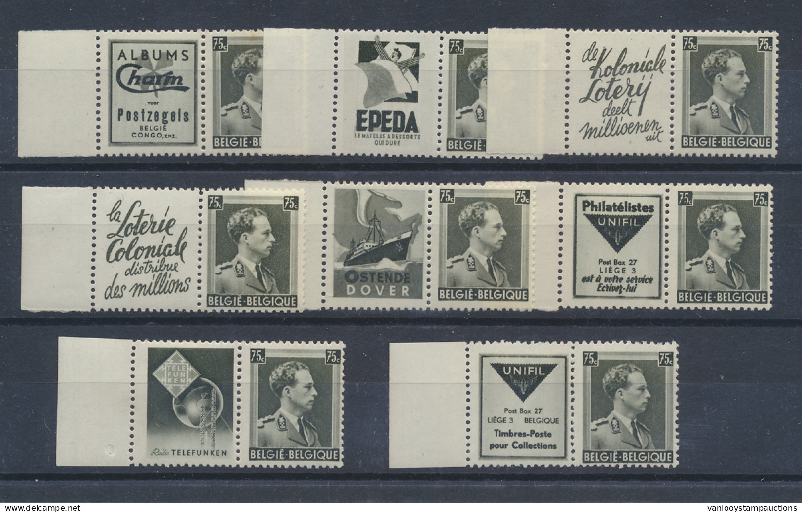 ** PU 121/28 0,75c., Witte Rand, Aan 4 Zijden Getand, Zm (OBP €750) - Other & Unclassified