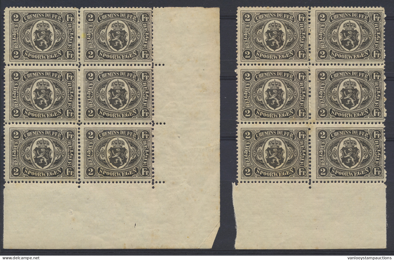 ** TR 128 Rijkswapen 1921 - 2fr. Zwart, 2x In Blok Van 6, Gemengde Kwaliteit, M/ntz (OBP €960) - Other & Unclassified