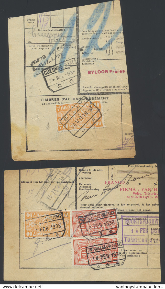 1923/1949 Samenstelling 636 Fragmenten Van Vrachtbrieven Met Rijkswapen-uitgifte W.o. Veel Verschillende Stationsstempel - Autres & Non Classés