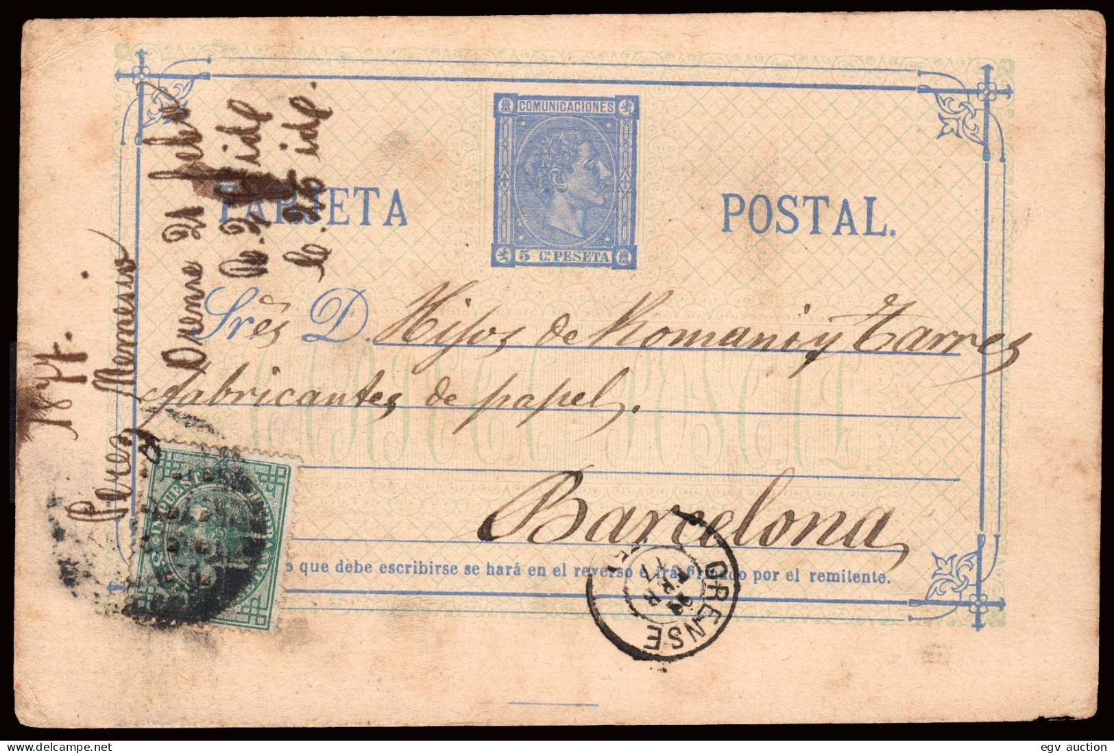 Orense - Edi O EP 8+183 - Entero Postal Rombo Limados + Fech. Tp. II "Orense" En El Frontal - 1850-1931
