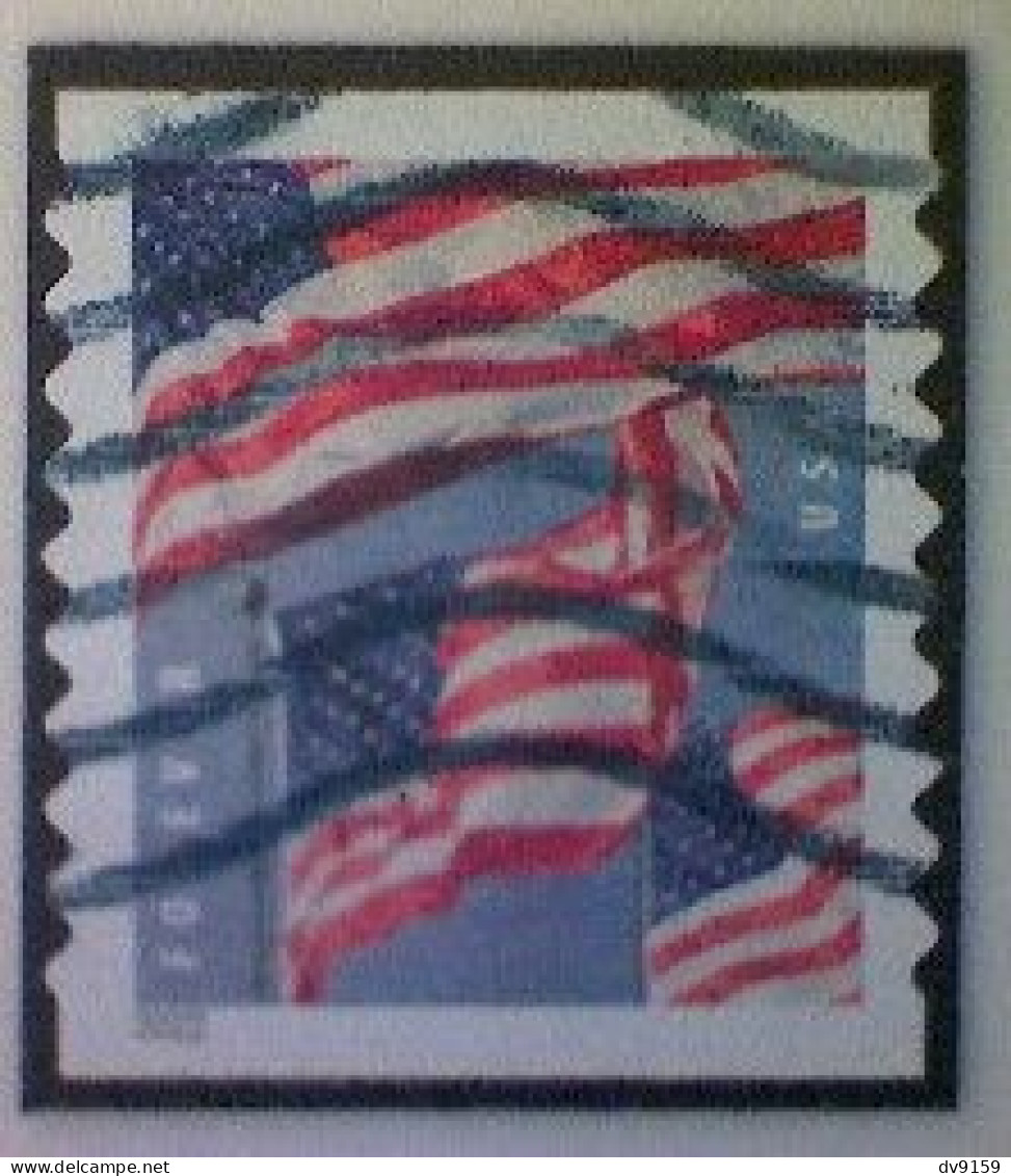 United States, Scott #5657, Used(o), 2022, Three Flags Definitive, (58¢), Red, White, And Dark And Light Blue - Used Stamps