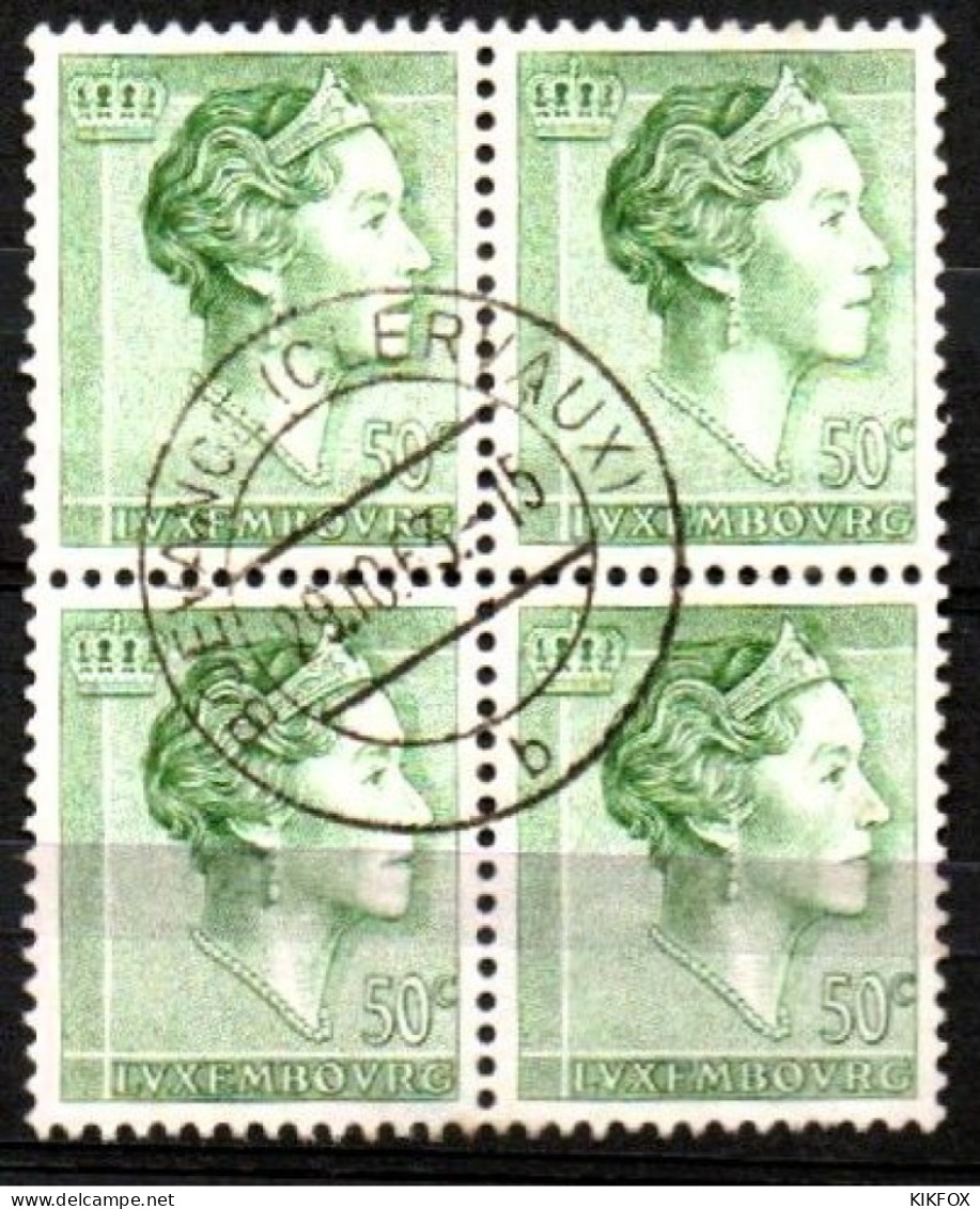 Luxembourg, Luxemburg, 1960,  MI 624 ,YT 582, VIERERBLOCK, GRAND DUCHESSE CHARLOTTE, GESTEMPELT,OBLITERE - Oblitérés