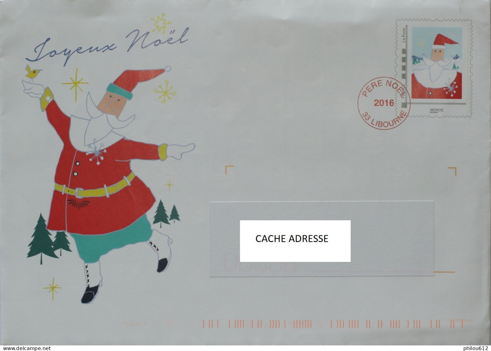 Enveloppe Du Père Noel Avec Carton à Colorié à L'intérieur - 2016 - Prêts-à-poster:Stamped On Demand & Semi-official Overprinting (1995-...)