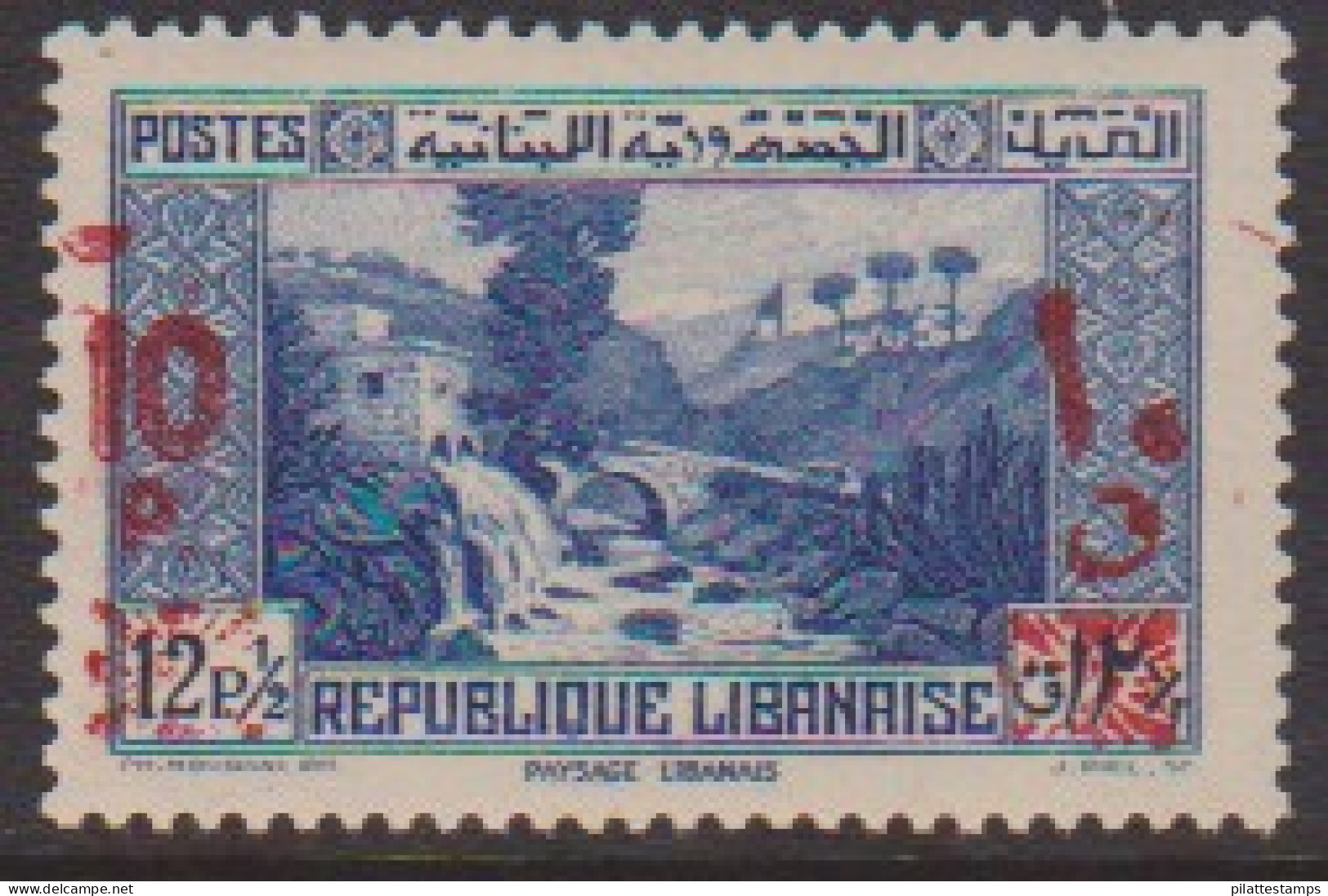 Grand Liban 186a** Variété Surcharge Rouge - Autres & Non Classés