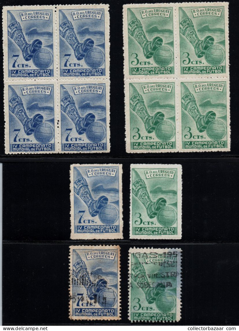 1950 Soccer Football World Cup In Brazil Uruguay MNH Block Of 4 + Perf Varieties - 1950 – Brasilien