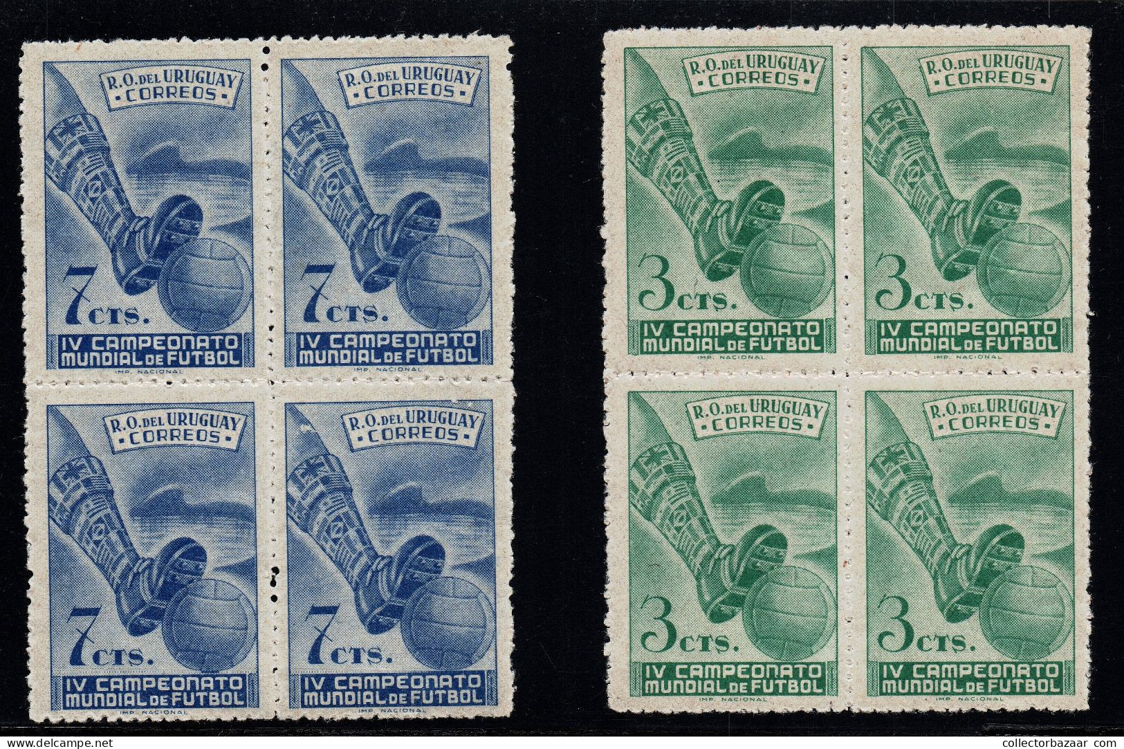 1950 Soccer Football World Cup In Brazil Uruguay MNH Block Of 4 + Perf Varieties - 1950 – Brasilien