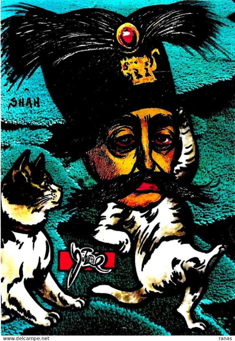 CPSM PERSE Iran Shah Chat Cat Satirique Caricature Non Circulé - Iran