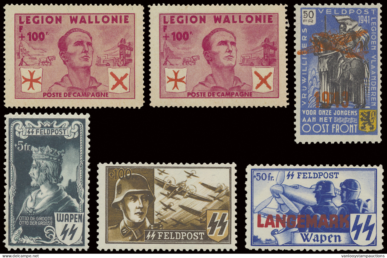 **/* 1941/1944 Samenstelling In Insteekboekje, Waarbij Vlaams ** En Waals Legioen **/*, Duitse Keizerreeks **, Wapen SS  - Erinnophilie - Reklamemarken [E]