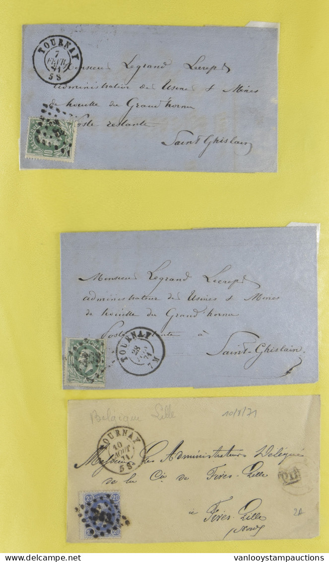 1871/1914 Postgeschiedenis, Tournai, Verzameling 115 Brieven Of Kaarten, PWST + 36 Zegels + Documentatie In Ringmap, Zm/ - Autres & Non Classés
