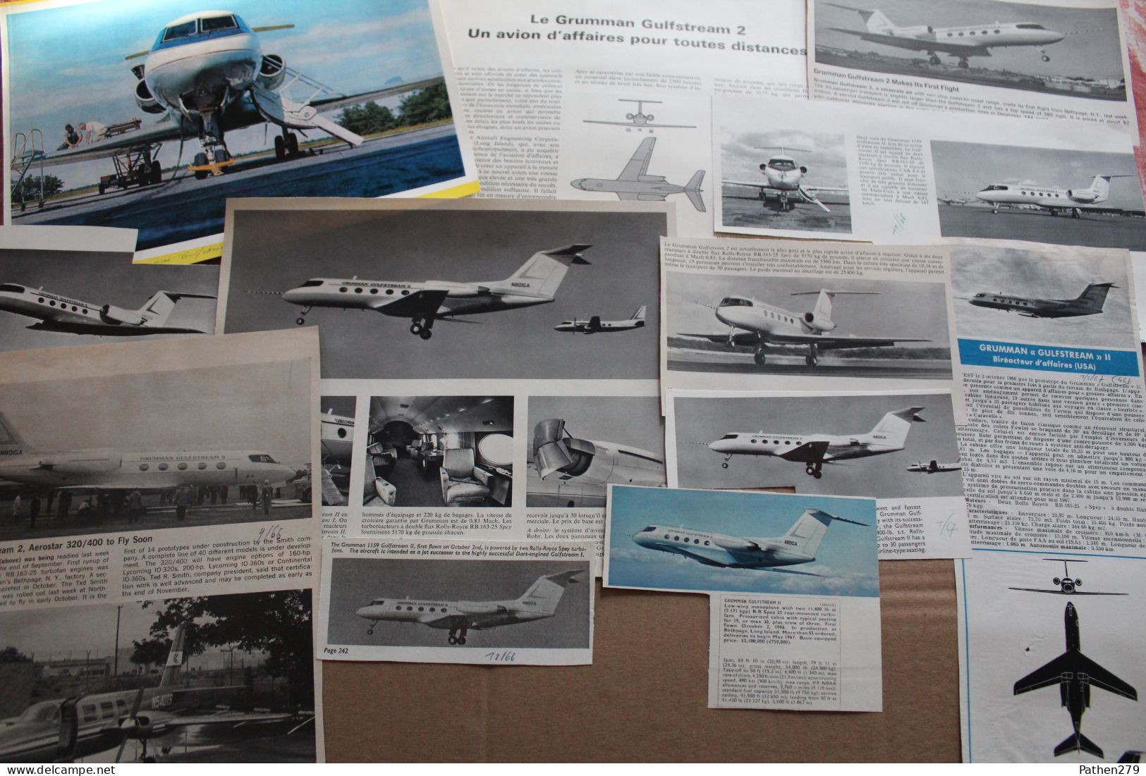Lot De 35g D'anciennes Coupures De Presse De L'aéronef Américain Grumman Gulfstream 2 - Aviation