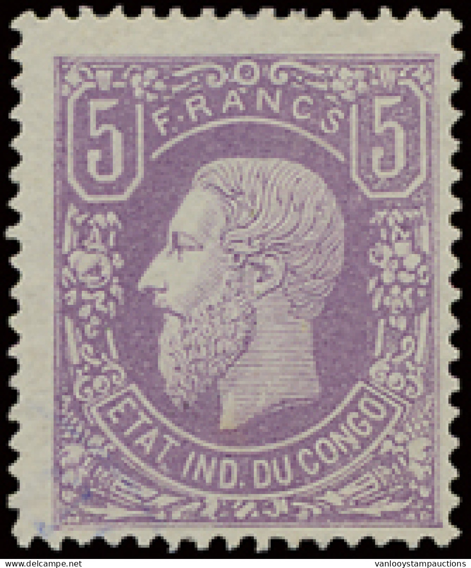 N° 5 5fr. Lilac, Off Centre Bottom Right Corner, Lightly Cancelled, Vf (OBP €490) - 1884-1894