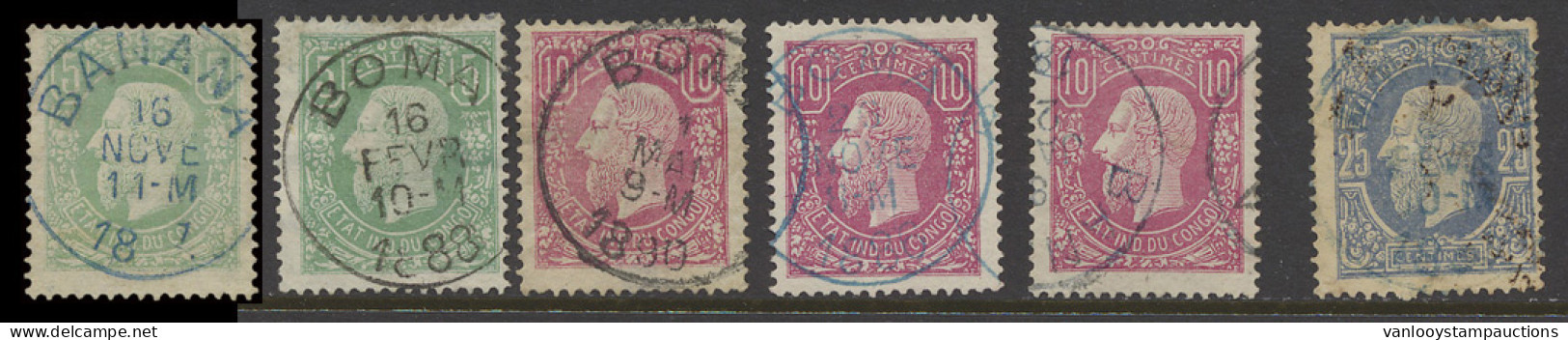 N° 1/3 Small Lot Of 6 Stamps, Cancelled Boma, Banana, Matadi, Vf/f/to Be Checked - 1884-1894