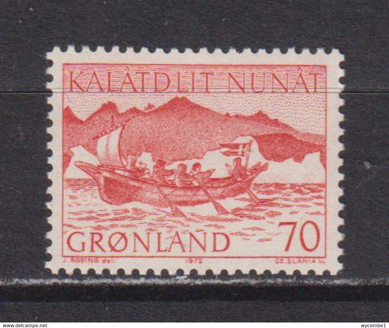 GREENLAND - 1971-77 Mail Transport  70o Never Hinged Mint - Unused Stamps