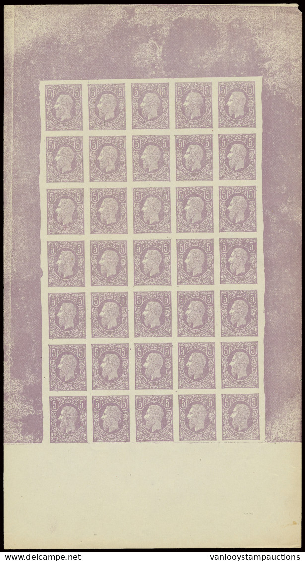 Type 5 5Fr. Light Lilac - FORGERY Type V, In Full Sheet Of 35 Stamps Unperforated And Without Gum, Vf/f/to Be Checked - 1884-1894