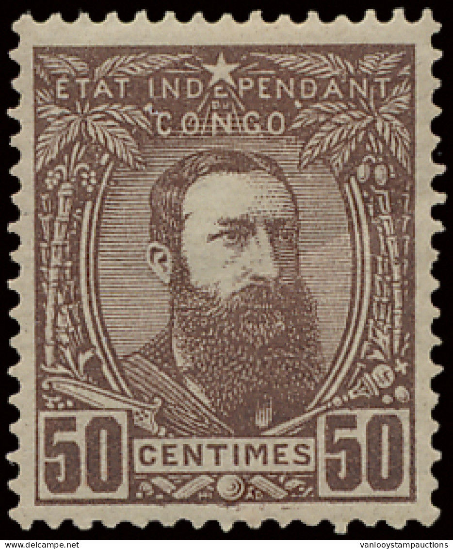 * N° 9 50c. Red-brown Well Centered, Hinged, Zm (OBP €90 + 150 %) - 1884-1894